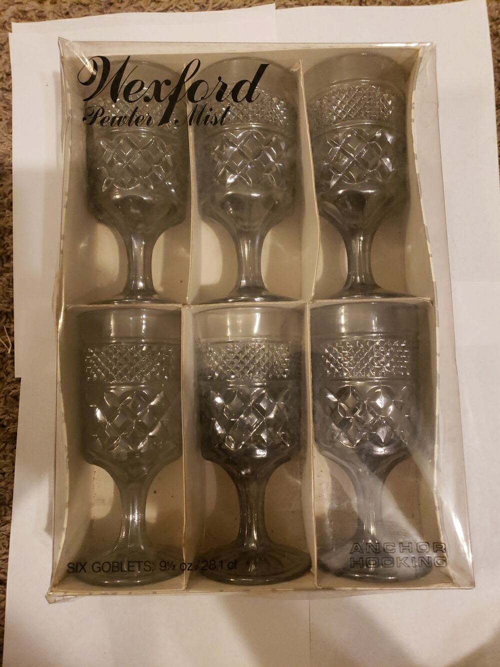 5 Vintage Anchor Hocking Wexford Pattern Cordial Glasses Wine Mist Smoke Color